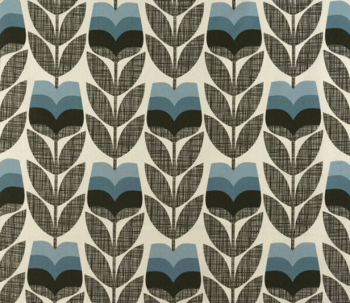 Orla Kiely Rosebud Powder Blue Curtain Fabric