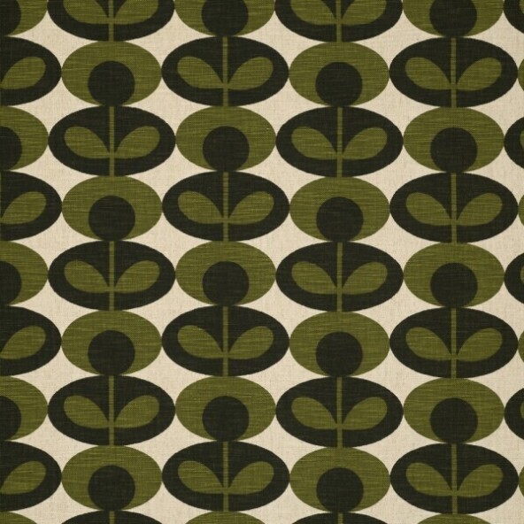 Orla Kiely Slub Cotton Oval Flower Khaki Fabric