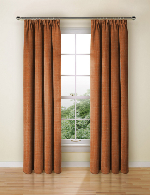 Poro Burnt Orange Curtain Fabric